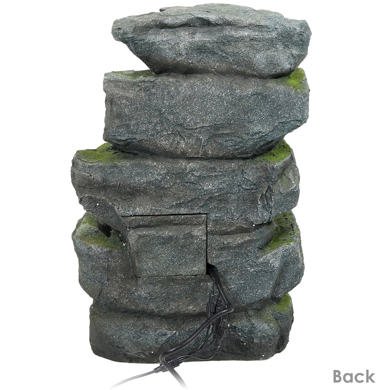 Sunnydaze Outdoor Electric Tiered Stone Waterfall with LED Lights - 23" H