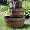 Sunnydaze Rustic 3-Tier Wood Barrel Water Fountain - 30" H