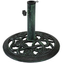 Sunnydaze Cast Iron Patio Umbrella Base with Rose Blossom Design, Multiple Colors Available, 16-Inch Diameter