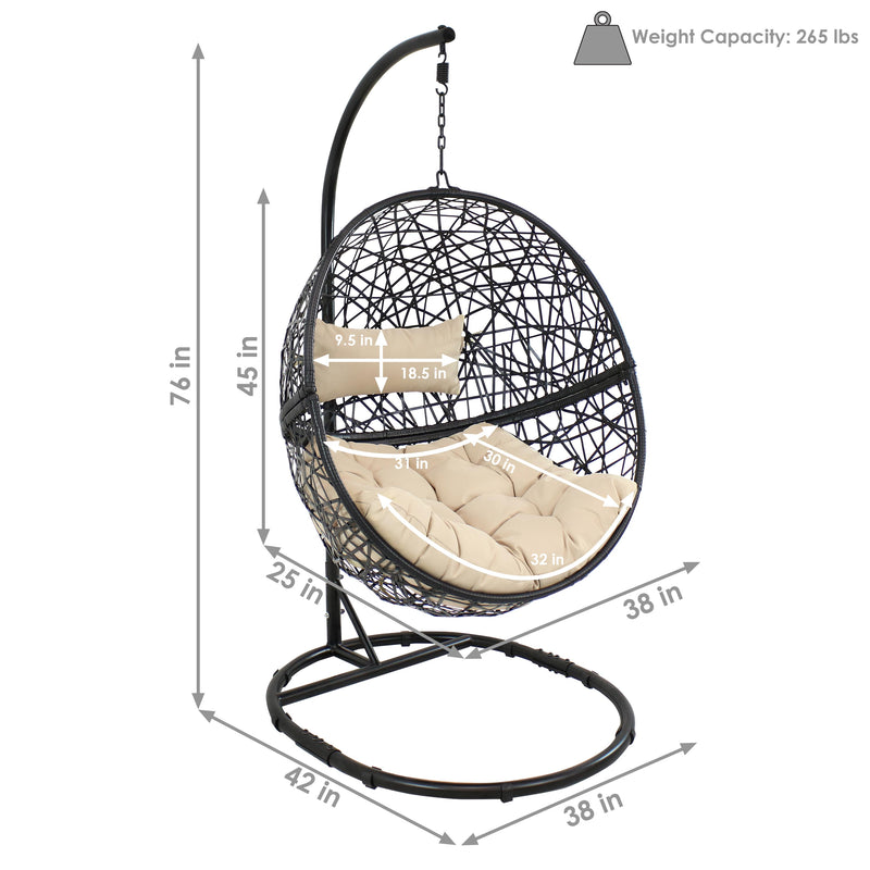 Sunnydaze Jackson Outdoor Hanging Egg Chair Chair with Stand