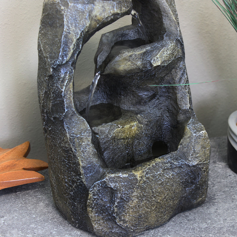 Sunnydaze Cavernous Rock Tiers Indoor Tabletop Fountain - 12"