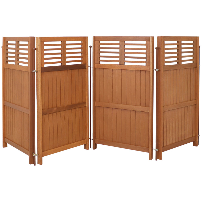 Sunnydaze Folding Outdoor Wood Privacy Screen - Panel Divider - 44-Inch Tall