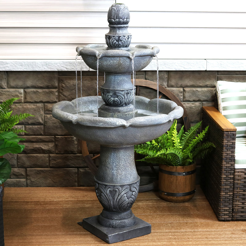 Sunnydaze 2-Tier Outdoor Water Fountain - French Garden Design - 50"