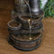 Sunnydaze Cozy Farmhouse Pump and Barrels Outdoor Fountain with Lights