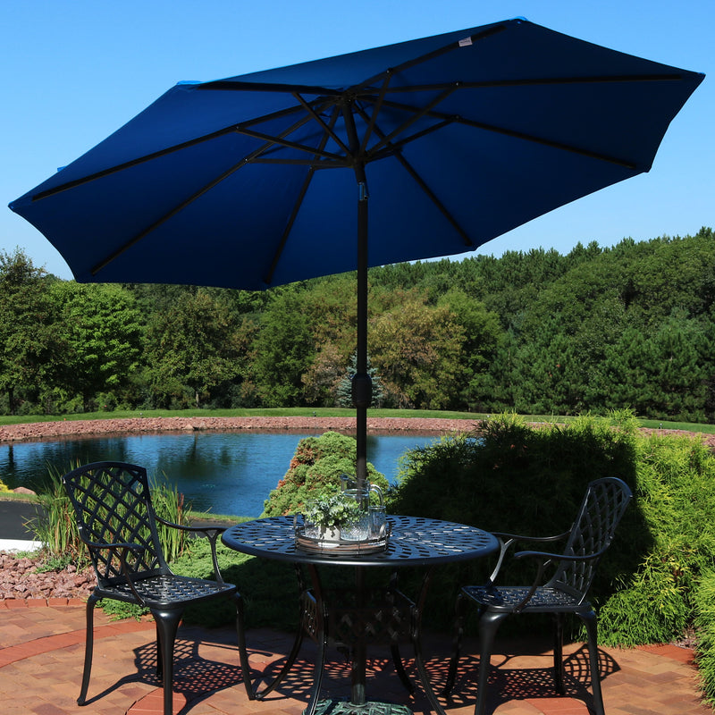 12 foot patio umbrella sunbrella Sunnydaze 9' Aluminum Sunbrella Umbrella with Auto Tilt and Crank