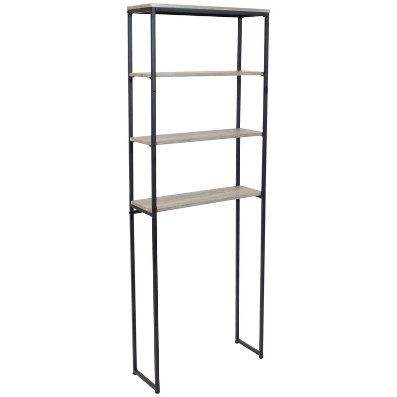 Sunnydaze 4-Tier Black Over-the-Toilet Storage Shelf - 69-Inch