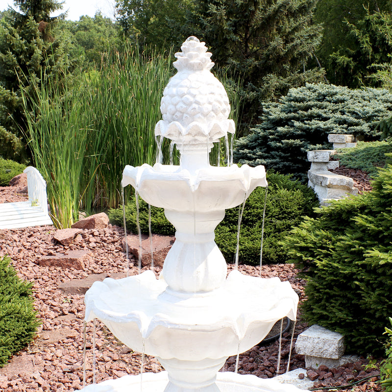 Sunnydaze Welcome 3-Tier Outdoor Water Fountain for Garden - 57"