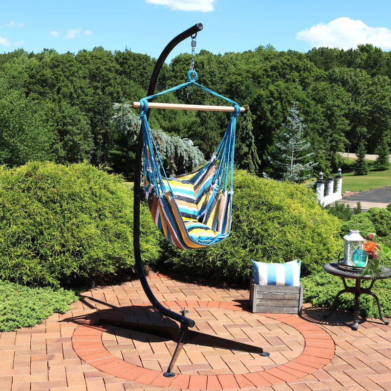 Sunnydaze Outdoor Hanging Hammock Chair and C-Stand Set