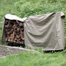 8 foot outdoor firewood rack cover protecting firewood and keeping it dry.
