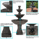 Sunnydaze Classic Designer 3-Tier Outdoor Water Fountain - 55" H