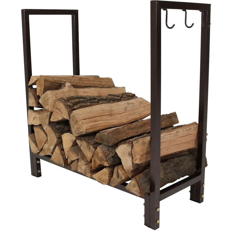 Sunnydaze Indoor/Outdoor Firewood Log Rack - Durable Steel - Bronze - 30-Inch