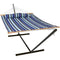 Sunnydaze 2-Person Freestanding Quilted Fabric Hammock with Stand - 12 or 15 Foot Stand Option - Catalina Beach