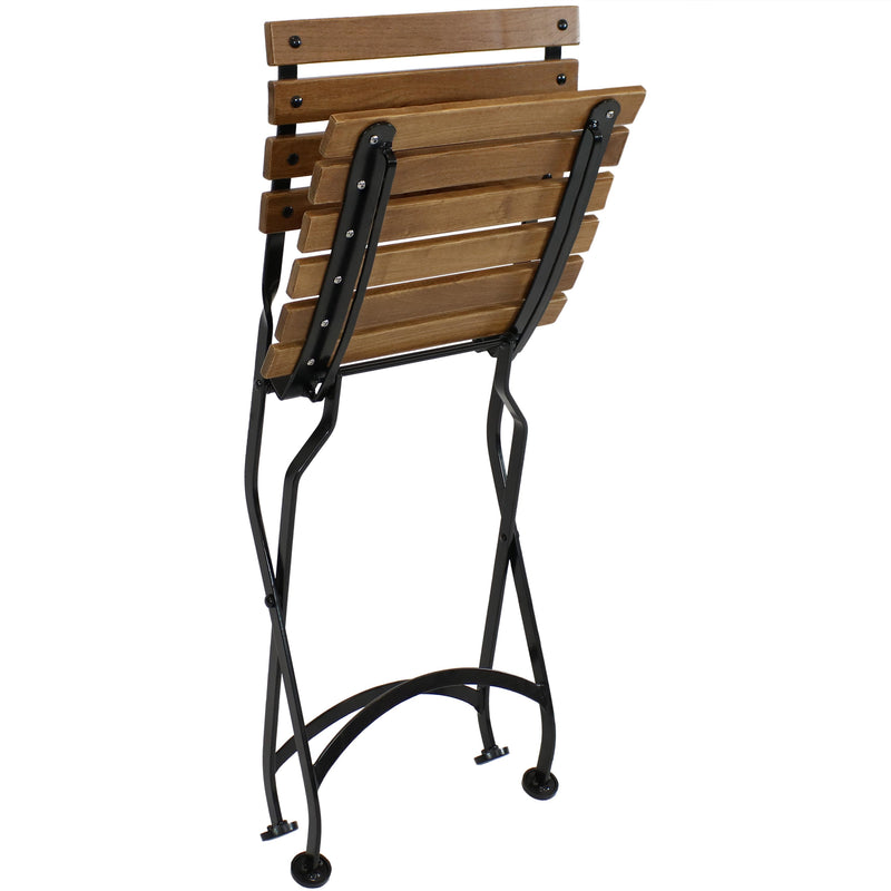 Sunnydaze European Chestnut Wooden Folding Bistro Side Chair