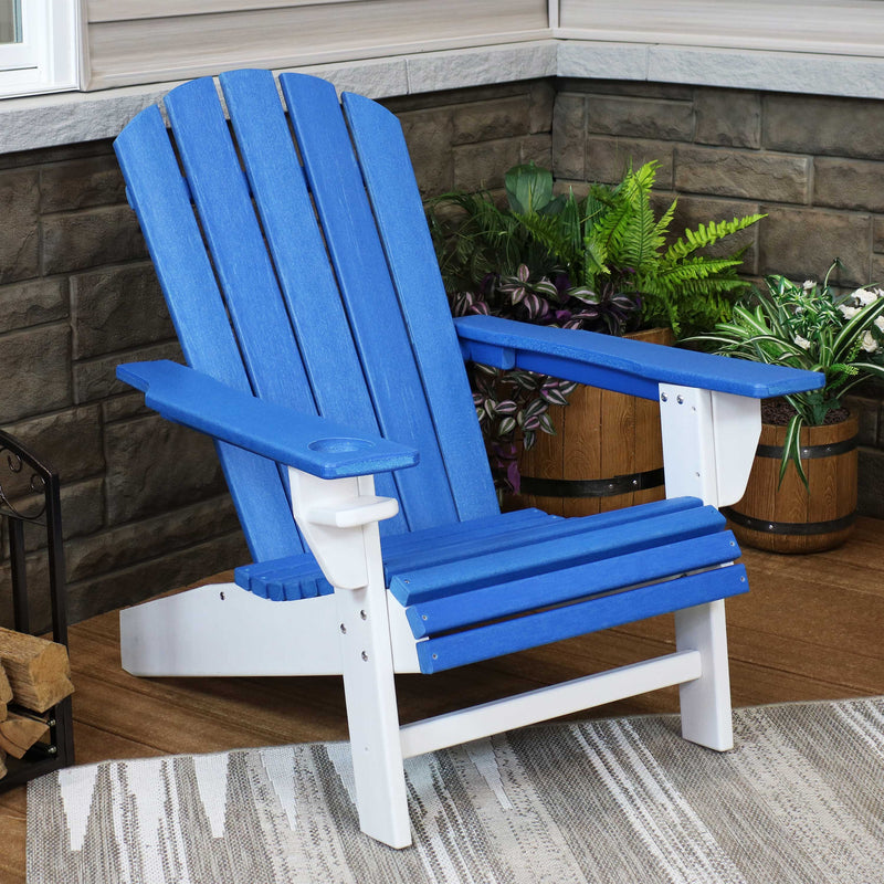 Sunnydaze All-Weather 2-Tone Outdoor Adirondack Chair with Cup Holder