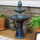 Sunnydaze Double Tier Outdoor Ceramic Fountain with LED Lights - 38"