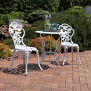 Sunnydaze 3-Piece White Flower Designed Cast Aluminum Bistro Set