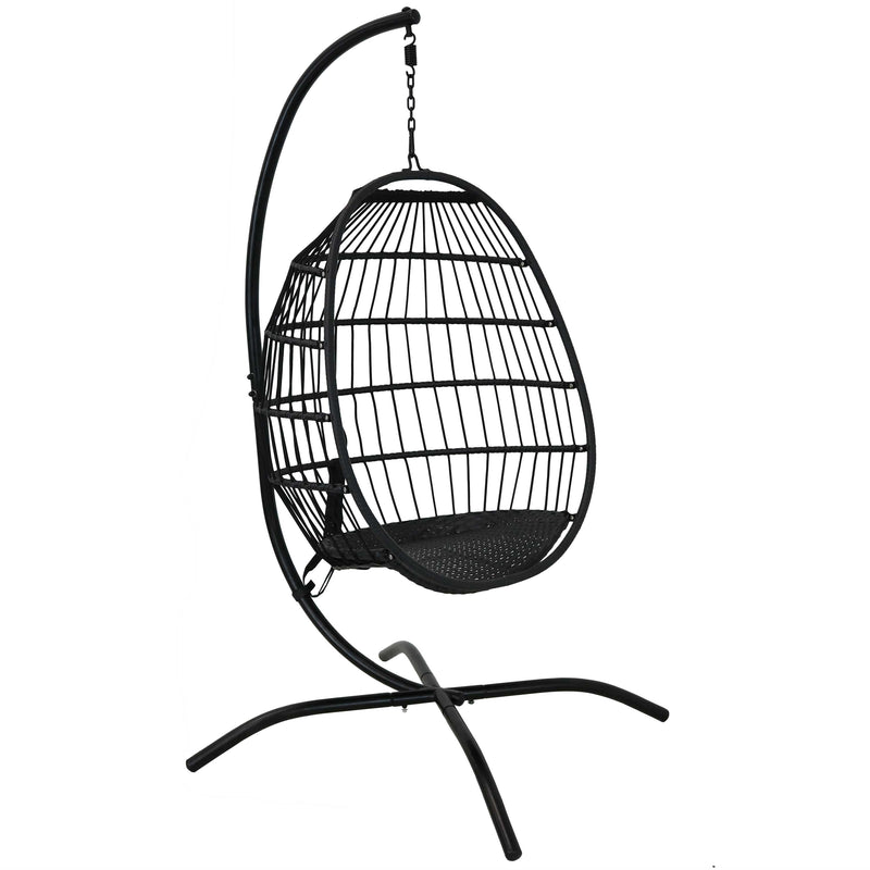 Sunnydaze Dalia Outdoor Hanging Egg Chair with Stand and Cushion - 81"