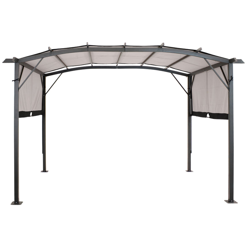 Sunnydaze 9' x12' Metal Arched Pergola with Retractable Canopy