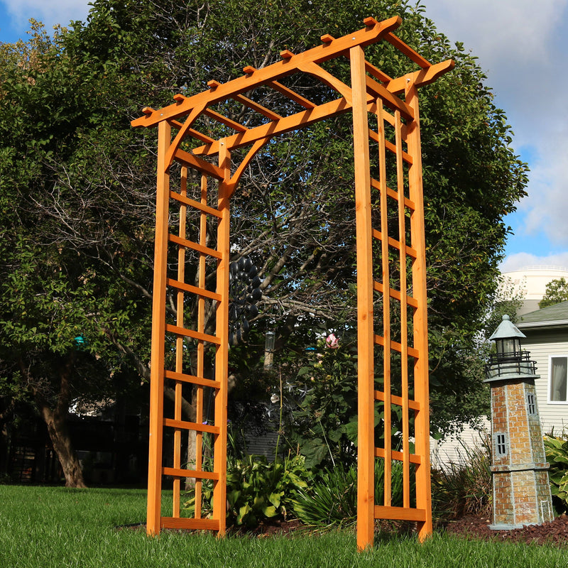 outdoor wood trellis Sunnydaze Wooden Outdoor Garden Arbor