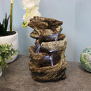 Sunnydaze Tiered Rock & Log Indoor Waterfall Fountain with LED Lights - 10"