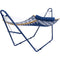 Sunnydaze Curved Spreader Bar Hammock with Blue Steel Stand - Gray Blue Octagon