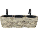 Sunnydaze Round Polyrattan 3-Section Over-the-Rail Planter