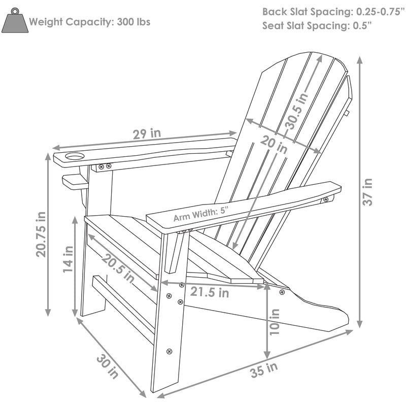 Sunnydaze All-Weather 2-Tone Outdoor Adirondack Chair with Cup Holder