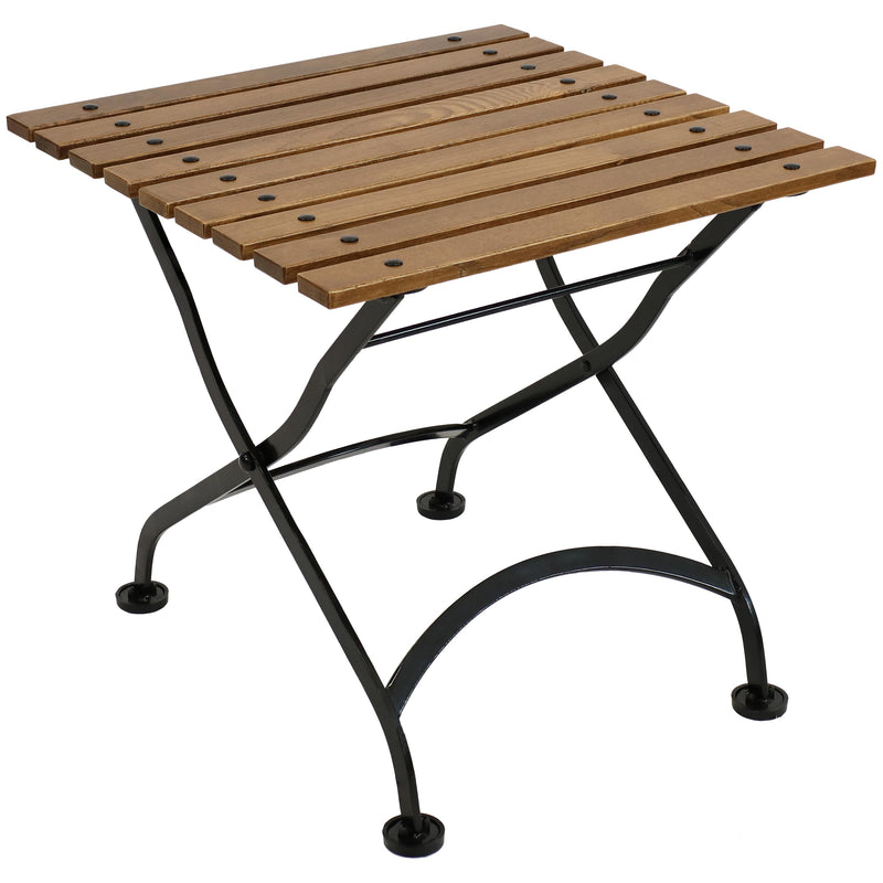 Sunnydaze European Chestnut Wood Folding Square Side Table - 20-Inch Square