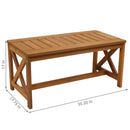 Sunnydaze Meranti Wood Outdoor Patio Coffee Table with Teak Finish - 35"