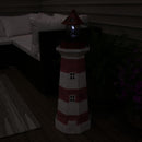 Sunnydaze Solar Striped LED Lighthouse Outdoor Decor - 36"