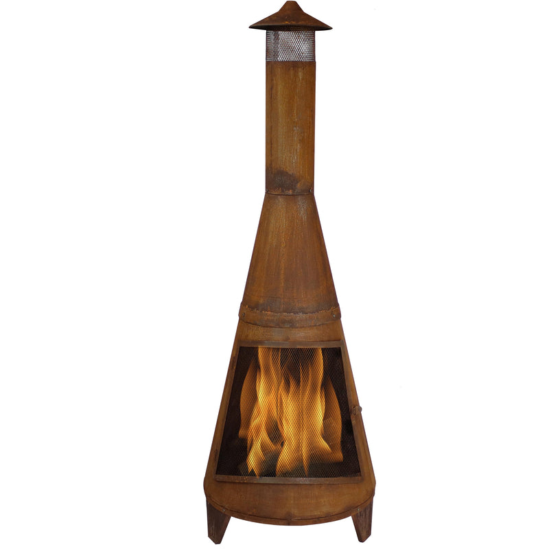 Sunnydaze 70" Outdoor Chiminea Fire Pit - Rustic Finish