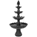Sunnydaze 4-Tier Grand Courtyard Outdoor Water Fountain, Black, with Electric Submersible Pump, 80 Inch Tall