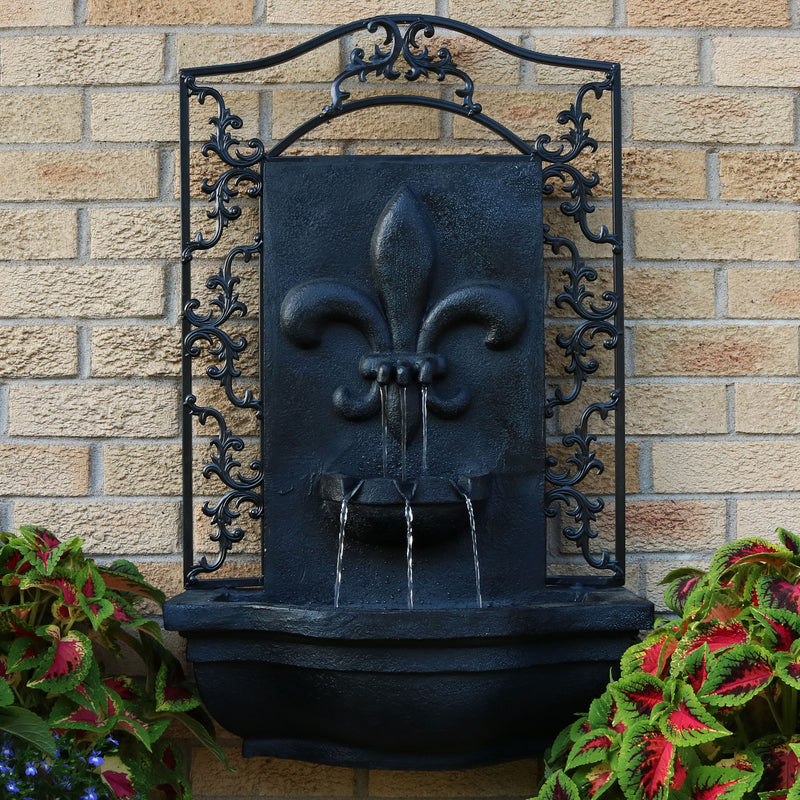 Sunnydaze French Lily Outdoor Wall Fountain with Battery Backup