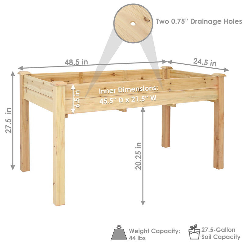 Sunnydaze Outdoor Wood Elevated Garden Planter Box - 27.5" H