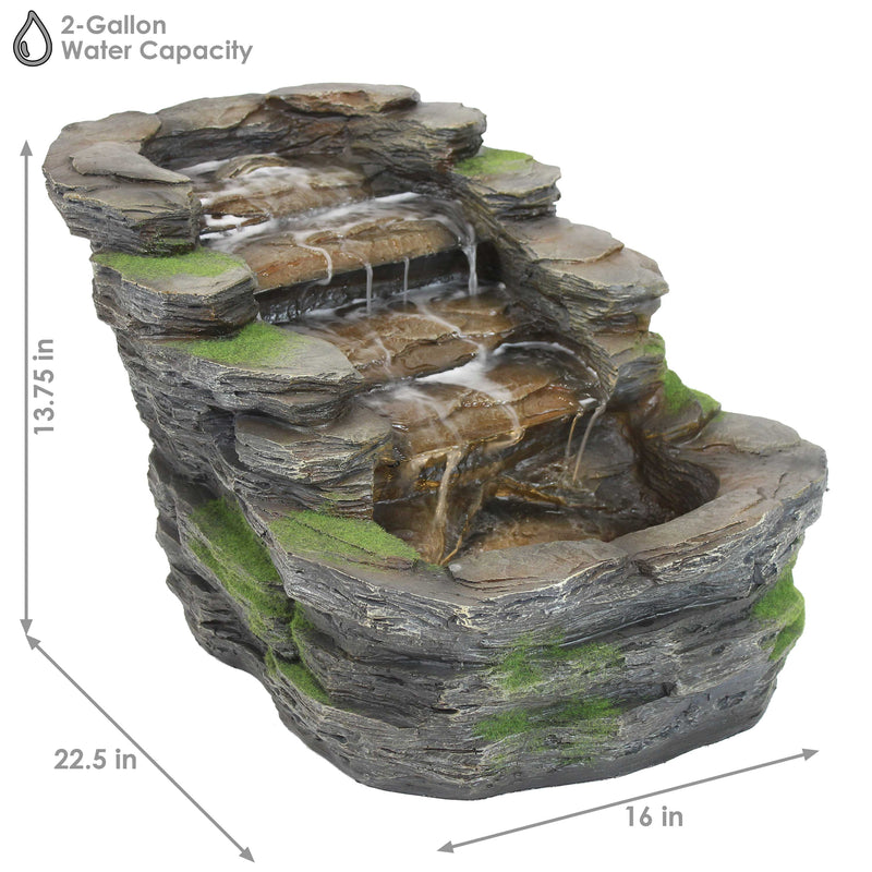 Sunnydaze Shale Falls Outdoor Fountain with LED Lights - 13"