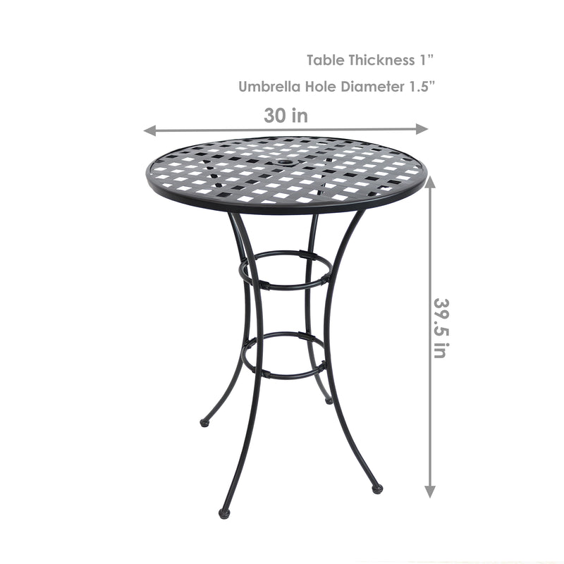 Sunnydaze Elegant Round Black Wrought Iron Bar Table - 30" Diameter