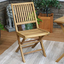 Sunnydaze Nantasket Teak Outdoor Folding Patio Chair with Slat Back - 2 Chairs