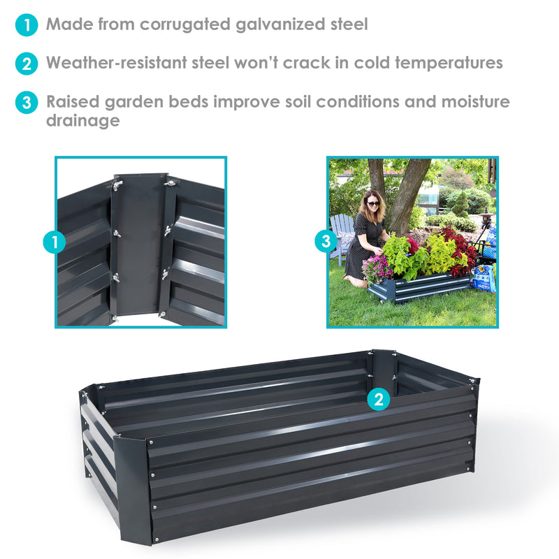 Sunnydaze Galvanized Steel Raised Garden Bed - Rectangle - 48"