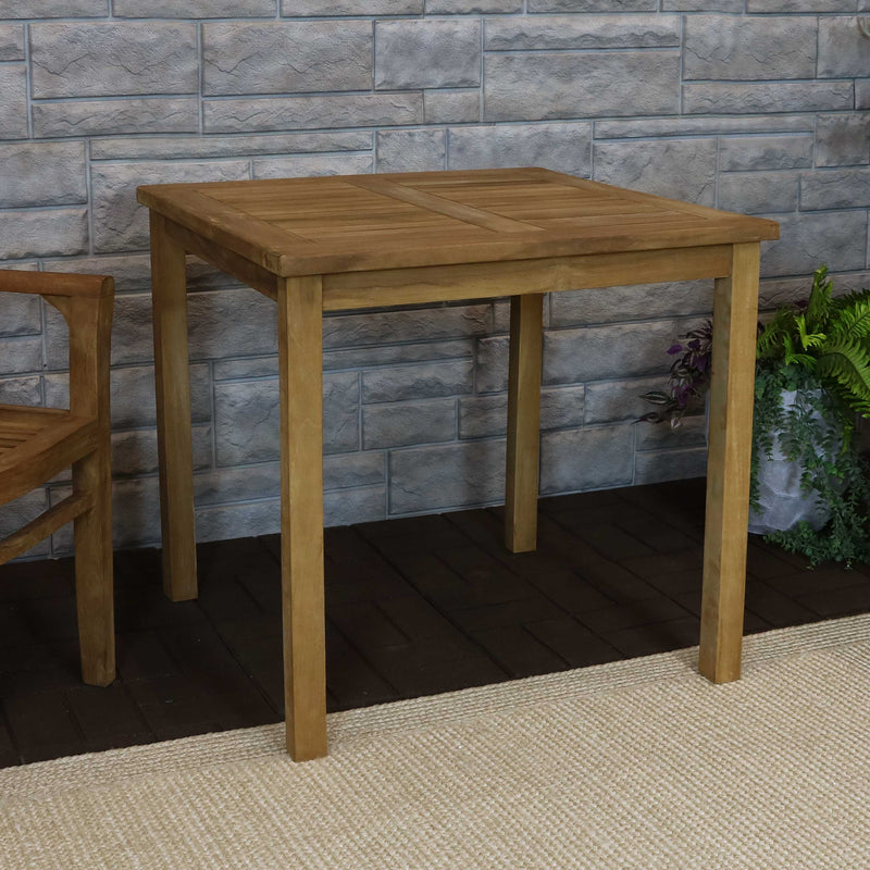 Sunnydaze Teak Square Outdoor Dining Table - Light Stain Finish - 32"