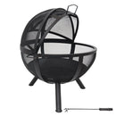 Sunnydaze Black 28" Sphere Flaming Ball Fire Pit with Protective Cover