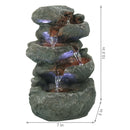 Sunnydaze Stacked Rock Waterfall Fountain with LED Lights - 10"