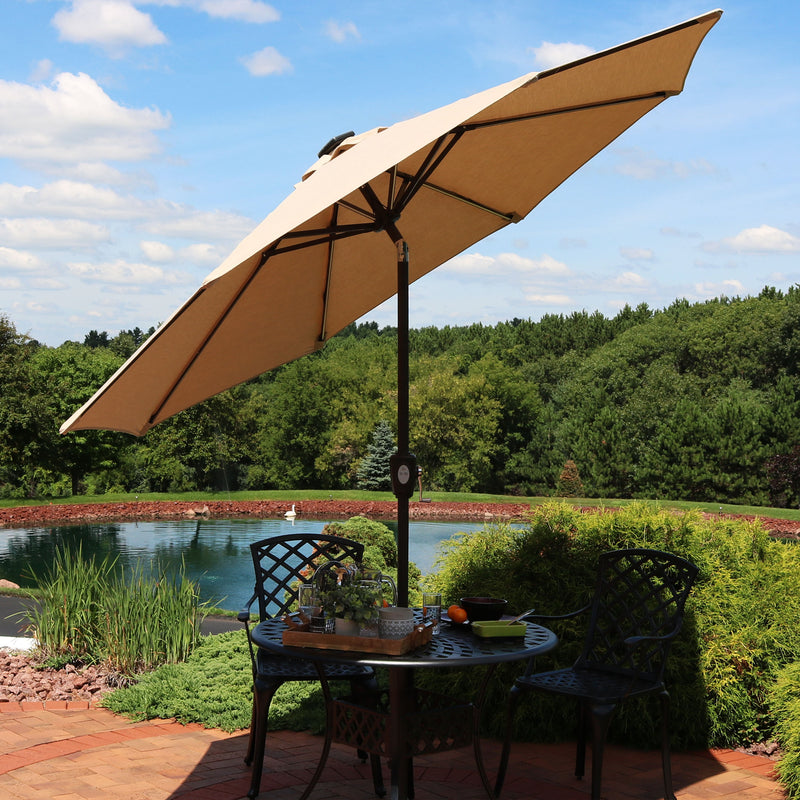 Sunnydaze 9' Solar Sunbrella Umbrella with Push-Button Tilt and Crank