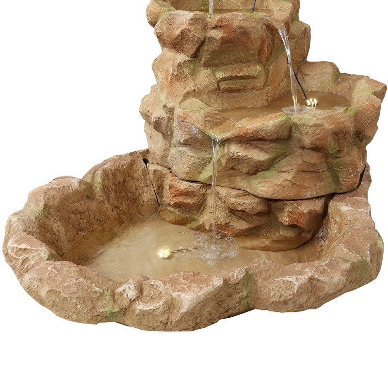 Sunnydaze Lighted Stone Springs Outdoor Water Fountain with LED Lights - 41.5" H