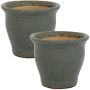 Sunnydaze Studio Glazed Ceramic Planter - Set of 2