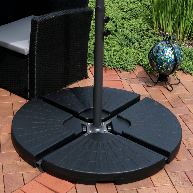 best weight for a patio umbrella Sunnydaze Decor Heavy-Duty Cantilever Offset Patio Umbrella Base, Set of 4