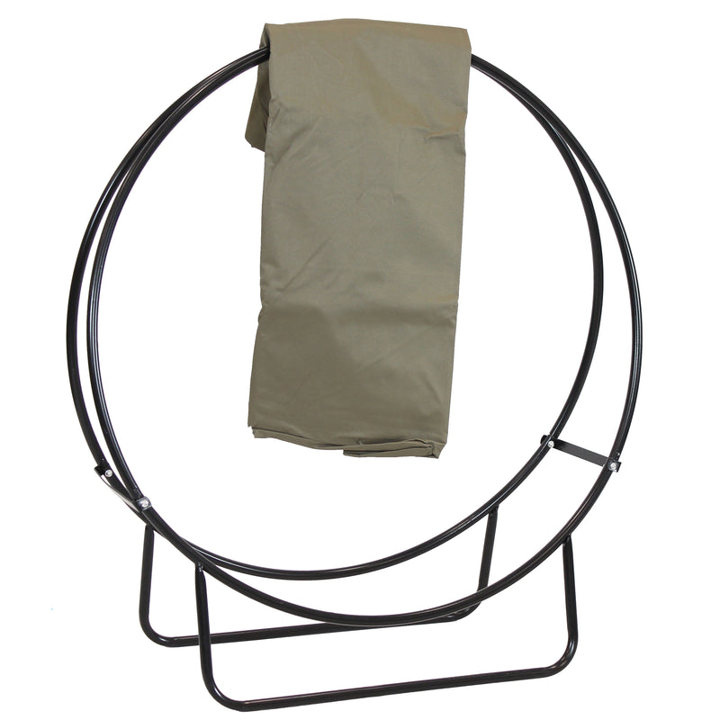 Sunnydaze Firewood Log Hoop Rack - Size & Cover Options Available