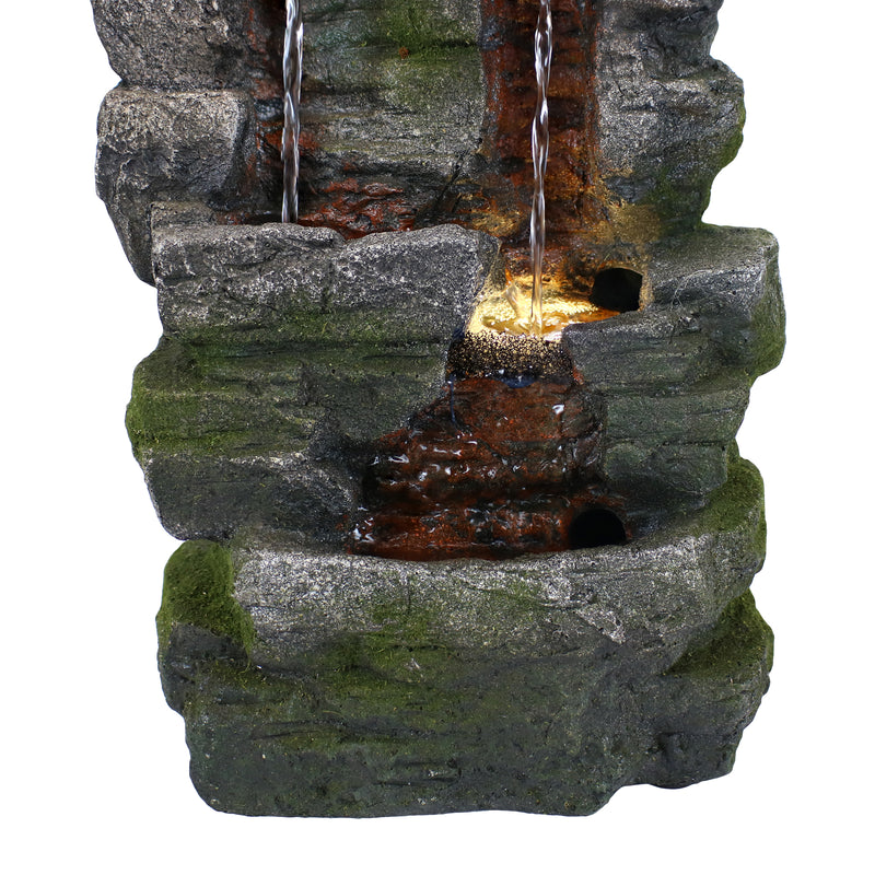 Sunnydaze Towering Cave Waterfall Indoor Tabletop Fountain with LED - 14"