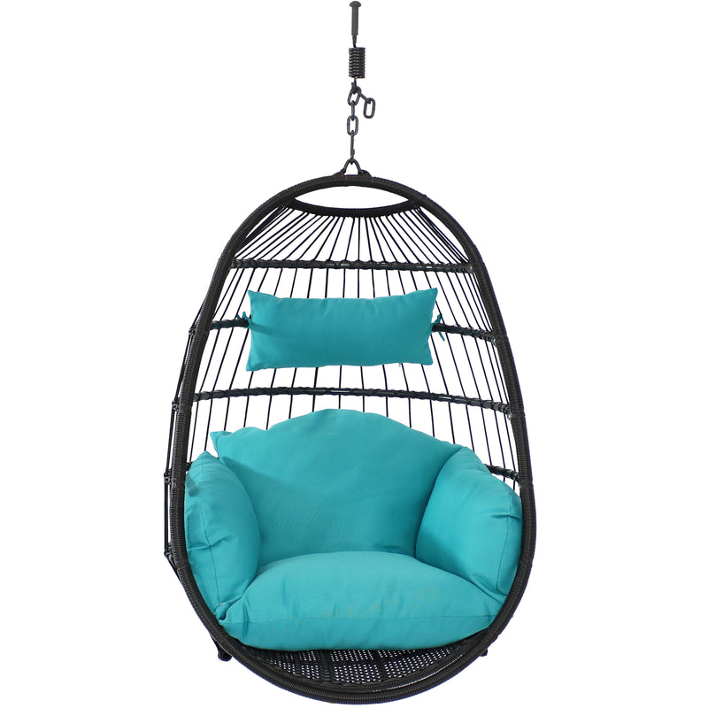 Sunnydaze Penelope Outdoor Hanging Egg Chair with Seat Cushions