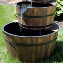 Sunnydaze Rustic 3-Tier Wood Barrel Water Fountain - 30" H