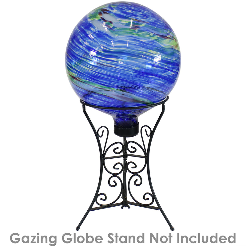 Blue swirl gazing globe in a scroll style stand, not included.